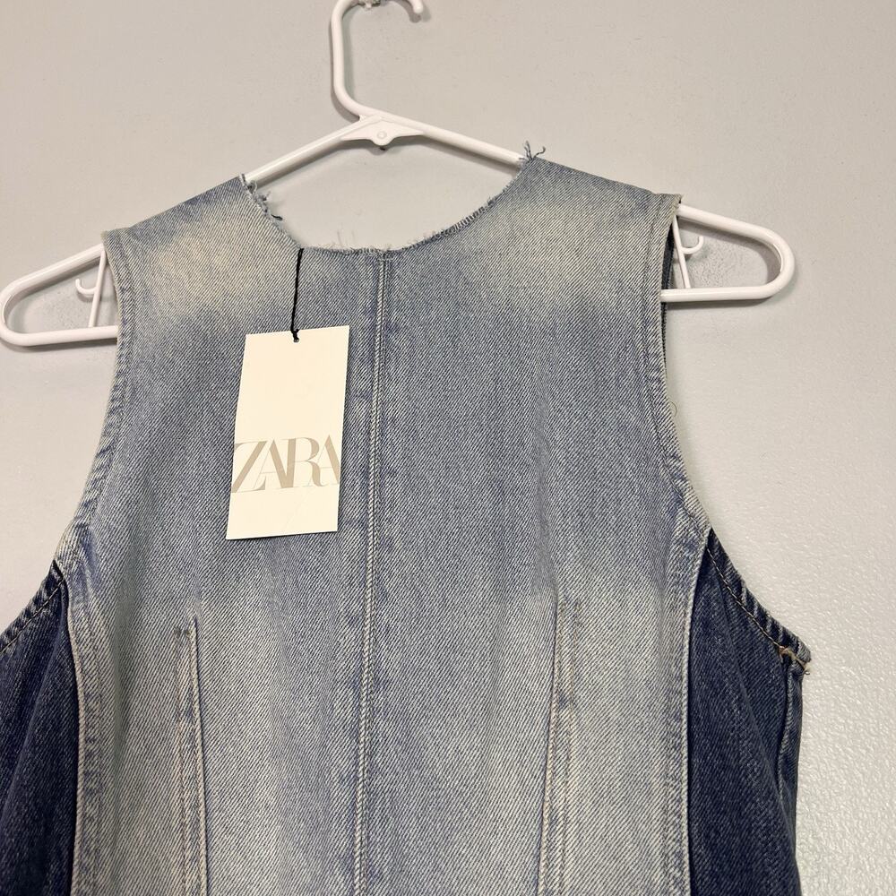 NWT Zara Patchwork Sleeveless Denim Dress Mini Sz S Boho Contemporary - Picture 4 of 11